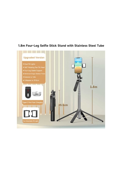 Çift Led Işıklı Youtube Haber Konferans, Sunum,eğitim Tripod Monopod Stabilizer