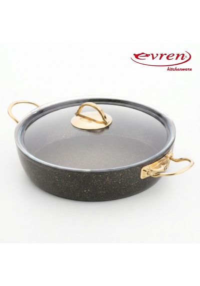 20 Cm Goldstone Ezme Seri Granit Basık Tencere, Non-stick Pilav Karnıyarık Tenceresi 1,7 Lt Çelik Kulp