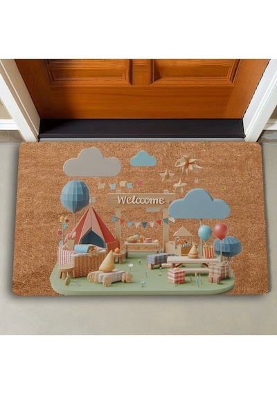 Valerine Life Kamp Piknik Temalı Welcome Kapı Önü Paspası 45x70cm