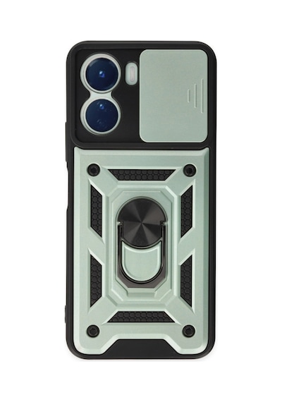 Vivo Y16 Kılıf Pars Lens Yüzüklü Silikon - Yeşil 0.2M-Çok Renkli