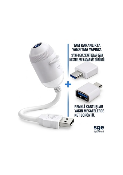 Mighty 10 Siyah Beyaz 14 Renkli Desenli Usb Led Projektör Gece Lambası 360 Derece Ayarlanabilir Esnek Yansıtıcı
