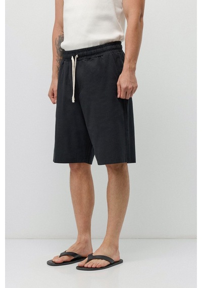 Vamos Basic Oversize Keten Şort Siyah