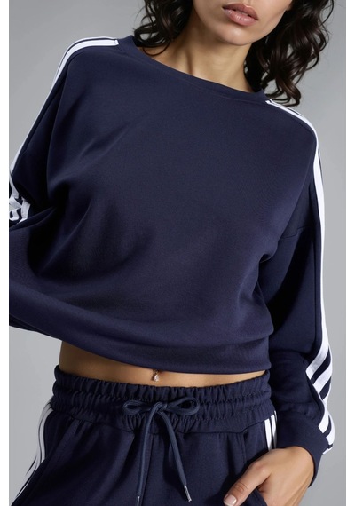 Hiccup Çizgili Bisiklet Yaka Sweatshirt Ve Düz Paça Pantolon Takımı Lacivert