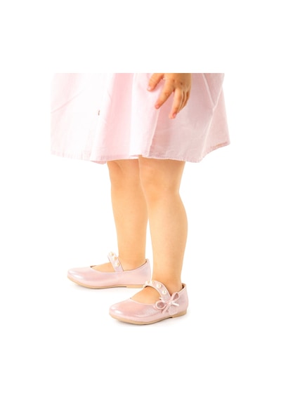Kiko Kids İncili Günlük Cırtlı Kız Çocuk Babet Ayakkabı 253-Pudra 001