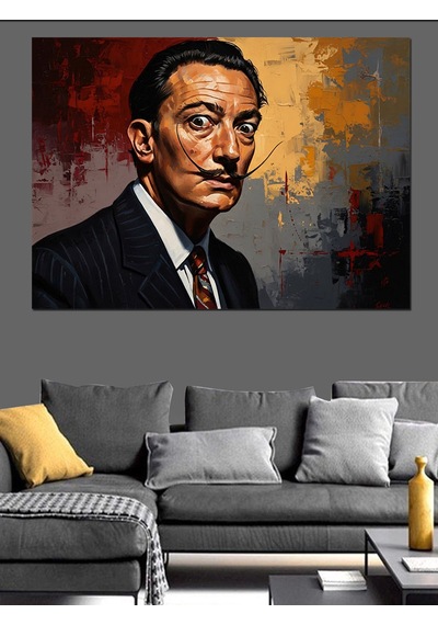 Sürrealist Ressam Salvador Dali Portresi Dekoratif Kanvas - Mdf Ahşap Tablo