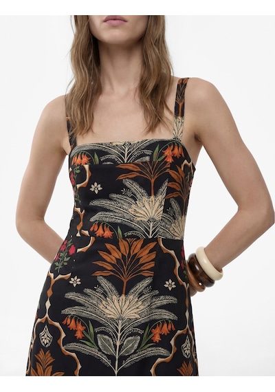 Koton Keten Karışımlı Floral Etnik Desenli İnce Çapraz Askılı Uzun Elbise Siyah Desenli 6sak80102ew Koton Keten Karışımlı Floral Etnik Desenli İnce Çapraz Askılı Uzun Elbise Siyah Desenli 6sak80102ew