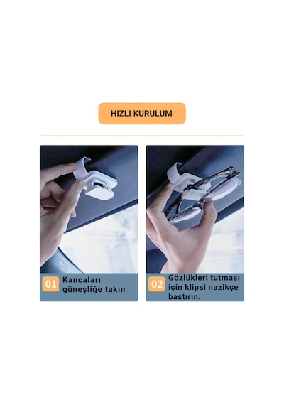 Polham Premium Mandallı Klipsli Araç İçi Gözlük Tutucu, Güneşlik Uyumlu Çerçeve Korumalı Süngerli Tutucu
