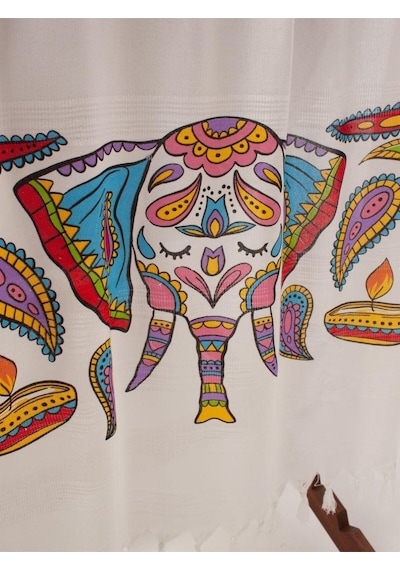 Varol Baskılı Bambu Peştemal Plaj Havlusu Elephant/90x180 Krem