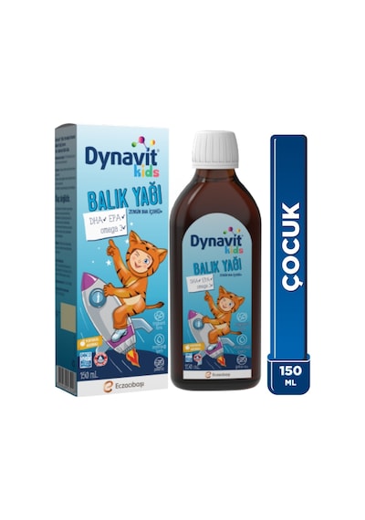 Dynavit Kids Balık Yağı 150 Ml - Çocuklar İçin 1300mg Balık Yağı, Omega-3, Epa, Dha - Portakal Aromalı
