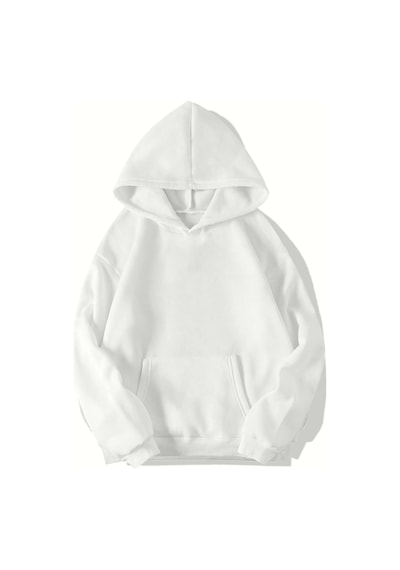 Brz Collection Oversize Unisex Basic Hoodie-beyaz Beyaz