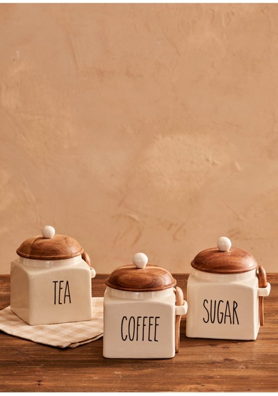 Bella Maison Koffi Seramik Kavanoz Krem 800 Ml Bej
