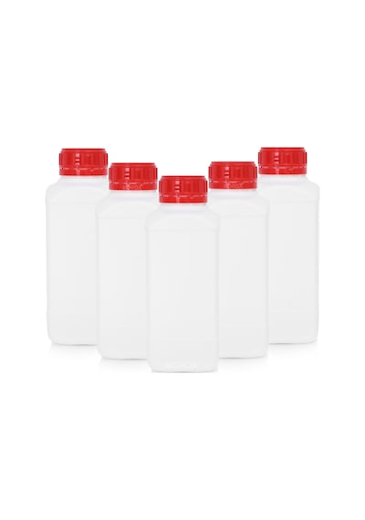 Borox Plastik Kare Kırmızı Kilit Kapaklı Numune Şişe 50 x 1 L