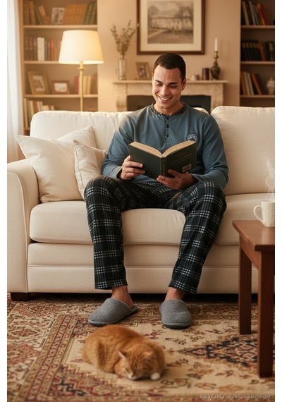 Buratti Ekoseli Yumuşak Dokulu Regular Fit Uzun Kollu Erkek Pijama Takımı 609611030 Antrasit