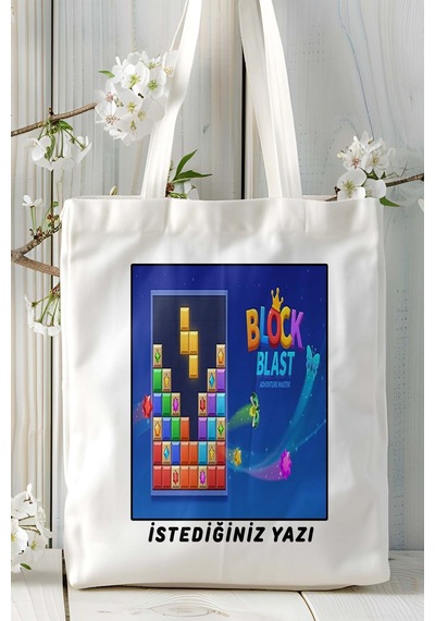 Art Hediye Block Blast Adventure Master Mobil Oyun Baskılı Omuz Çanta Çift Tafaflı Baskı Kişiye Özel 5 Çok Renkli