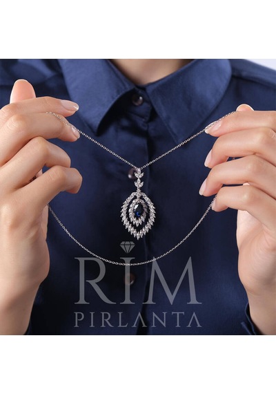 5.00 Karat Safir Laboratuvar Pırlanta Kolye - Hrd Sertifikalı