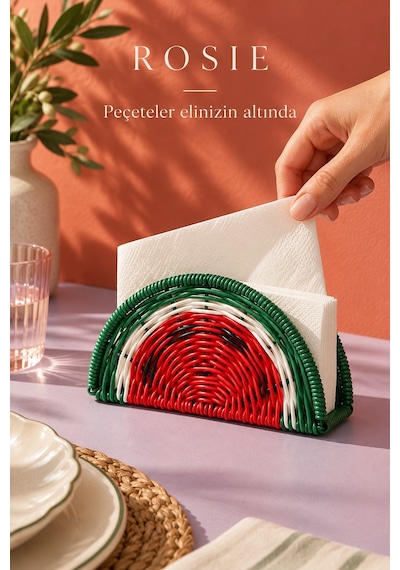 Rosıe Karpuz Desenli Masaüstü Peçetelik Karışık