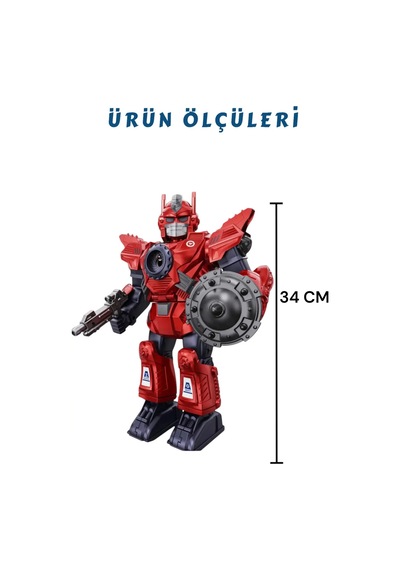Işıklı Müzikli Buhar Püskürten Savaşçı Robot 34 Cm Büyük Boy Oyuncak - Mavi/kırmızı