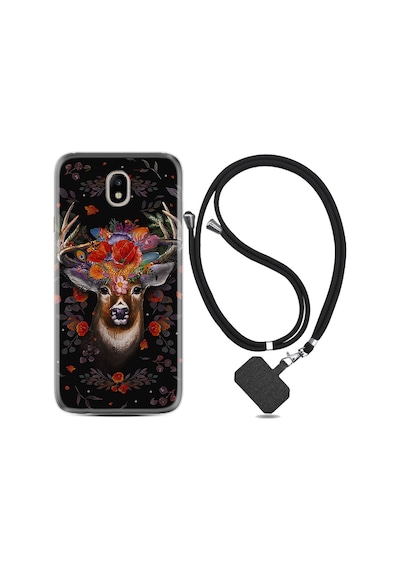 Samsung Uyumlu Galaxy J7 Pro Kılıf Ipli Askılı Rose Deer 1661