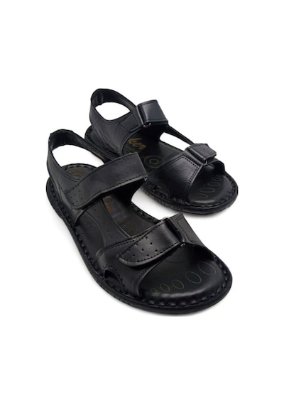 Magic Shoes Hakiki Deri Ortopedik Erkek Sandalet Siyah-yeni Siyah