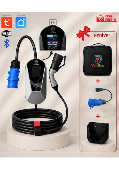 Voltbox Evo7 Taşınabilir Elektrikli Araç Şarj Cihazı 32a/7kw/220v 5 Metre -türkçe Menü 7.4 kW