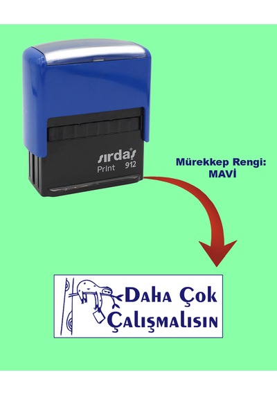 Öğretmen Kaşesi - Daha Çok Çalışmalısın, 912 51mm 19mm Mavi Keçeli Otomatik Kaşe