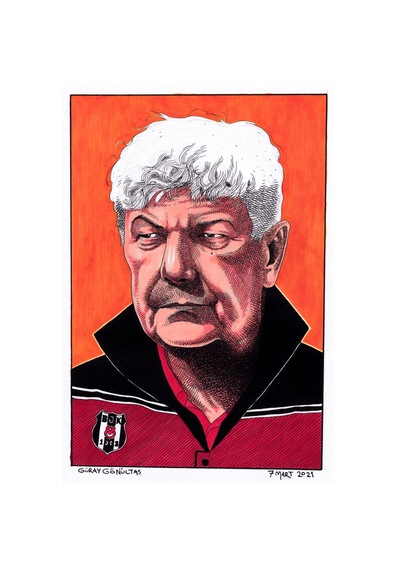 Mircea Lucescu - Siyah Ahşap Çerçeveli Orijinal Çizim