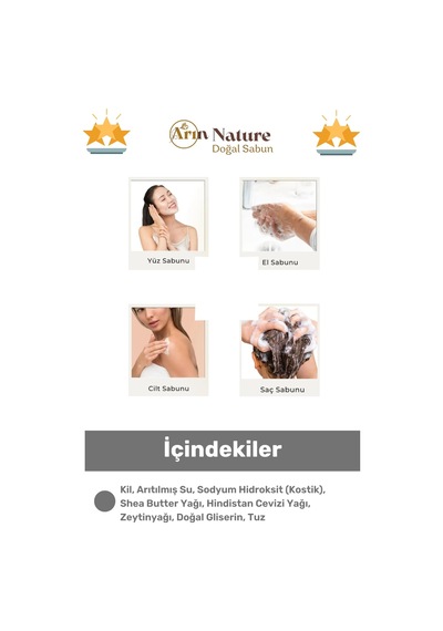 Sabun %100 Doğal Güzel Kokulu El Yüz Saç Cilt Vücut Orijinal Bitkisel Kil Sabunu 120g - 2 Adet Karışık