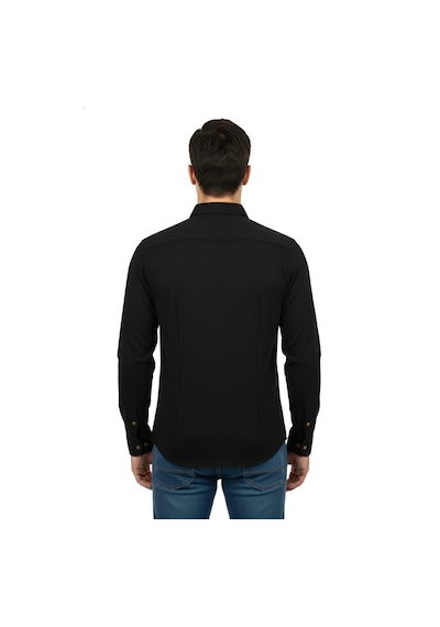 Raymons Erkek Spor Silim Fit Dokuma Gömlek Bgl-st04946 Siyah