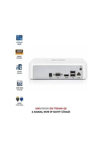Ds-7104nı-q1 4 Kanal Nvr 4mp Kamera Destekli Kayıt Cihazı