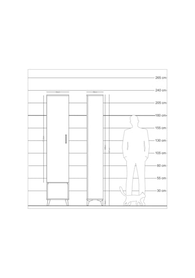Arges Dolap 2 Raflı Tek Kapaklı Tek Askılı 44x30x221 Çam-antr... Çam