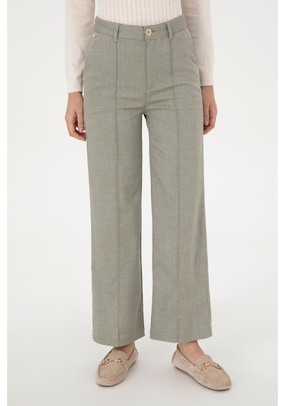 U.S. Polo Assn. Kadın Haki Straight Fit Kanvas Pantolon 50298546-VR027
