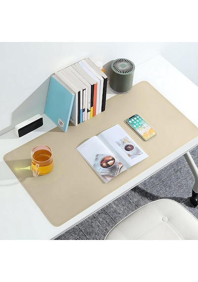 Lexroo Çift Renk Dikişli Pu Deri Masa Matı 80x40 Cm Mousepad, Su Geçirmez Masa Sümeni Standart