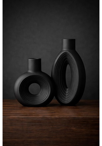 Edda Design Loop Tasarım Modern Dekoratif Vazo Seti 2'li Minimal &amp Şık Salon Aksesuarı Çok Renkli