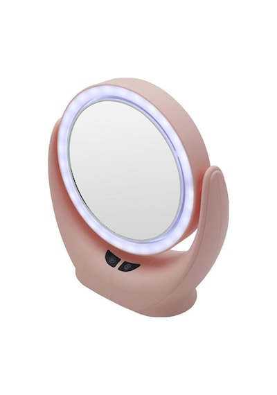 Naturalove Fanlı Led Işıklı Makyaj Aynası,360 Derece Şarj Edilebilir Pembe