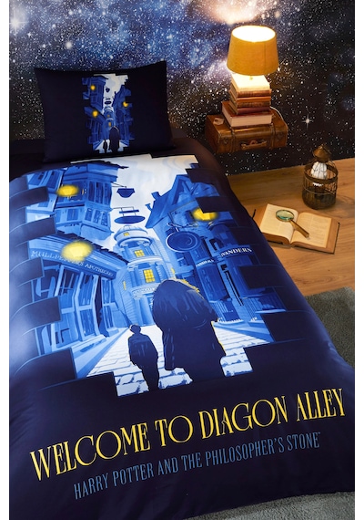 Özdilek Harry Potter Alley Tek Kişilik Lisanslı Lastikli Çocuk Nevresim Takımı Lacivert