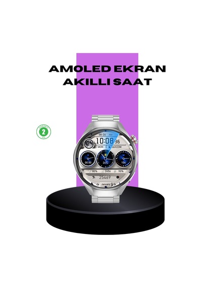 Akıllı Saat Metal Kordonlu Tam Ekran Amoled Arama Ve Sağlık Tak
