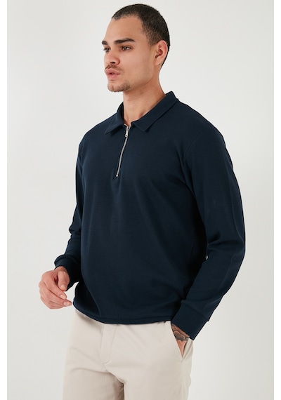 Buratti Pamuklu Regular Fit Yarım Fermuarlı Polo Yaka Erkek Sweat 5905805 Indigo Buratti Pamuklu Regular Fit Yarım Fermuarlı Polo Yaka Erkek Sweat 5905805 Indigo