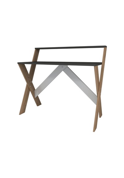 Enda Home X Ayaklı Raflı Ders Çalışma Masası 50x90 Cm Antrasit - Çam Atlantik Çam - Antrasit