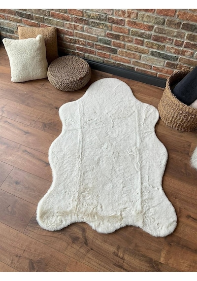 Saraz Halı Tavşan Tüyü Post Peluş Ultra Yumuşak Post Puffy Krem