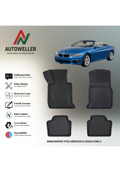 Bmw 4 Serisi Cabrio F33 2013-2020 Uyumlu Havuzlu Oto Paspas
