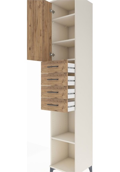 Hyperion Dolap 4 Raflı 4 Çekmeceli Tek Kapaklı 44x44x243 Aytaşı-çam Aytası