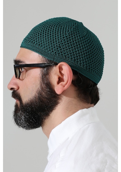 Örme Esnek Orlon Namaz Takke - Yeşil - Smz