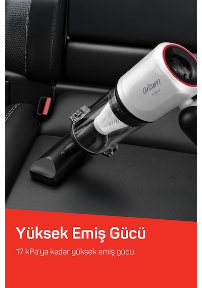 Arzum AR4500 RushX 17000Pa 6-in-1 Şarjlı Kablosuz Güçlü Araç İçi Süpürge