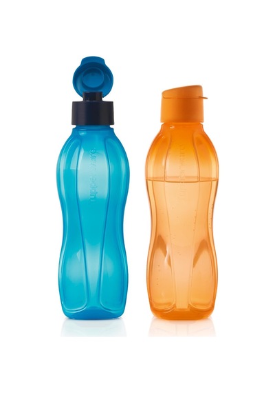 Tupperware Eco Şişe Suluk Kolay Kapak Deniz Mavisi ve Papaya 750 ML 2' li