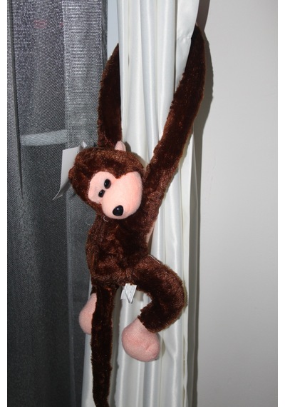 Sesli Sarılan Peluş Maymun 25cm - Kahverengi