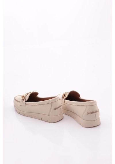Dgn 5604-2 Kadin Aksesuarli Loafer Ayakkabi Bej Floater