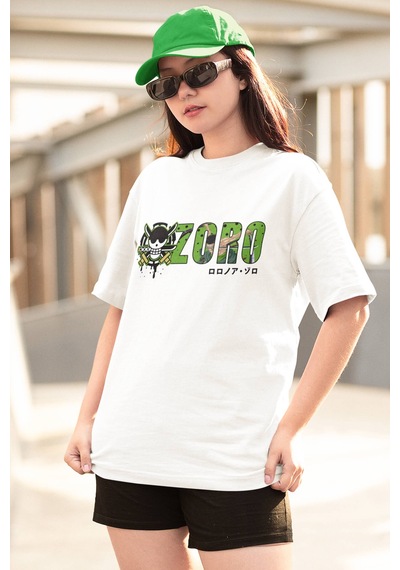One Piece Zoro Logo Beyaz Tişört