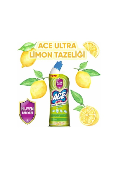 Ace Ultra Yoğun Kıvamlı Çamaşır Suyu Limon Tazeliği 810g X6 6'lı Set