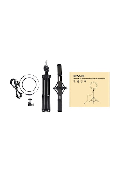 Puluz 1.1 M Çift Telefon Tutucu 6.2 CM Led Işık Youtuber Stand