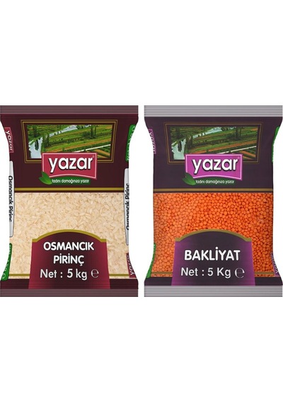 Yazar Osmancık Pirinç 5 KG + Yazar Kırmızı Mercimek 5 KG